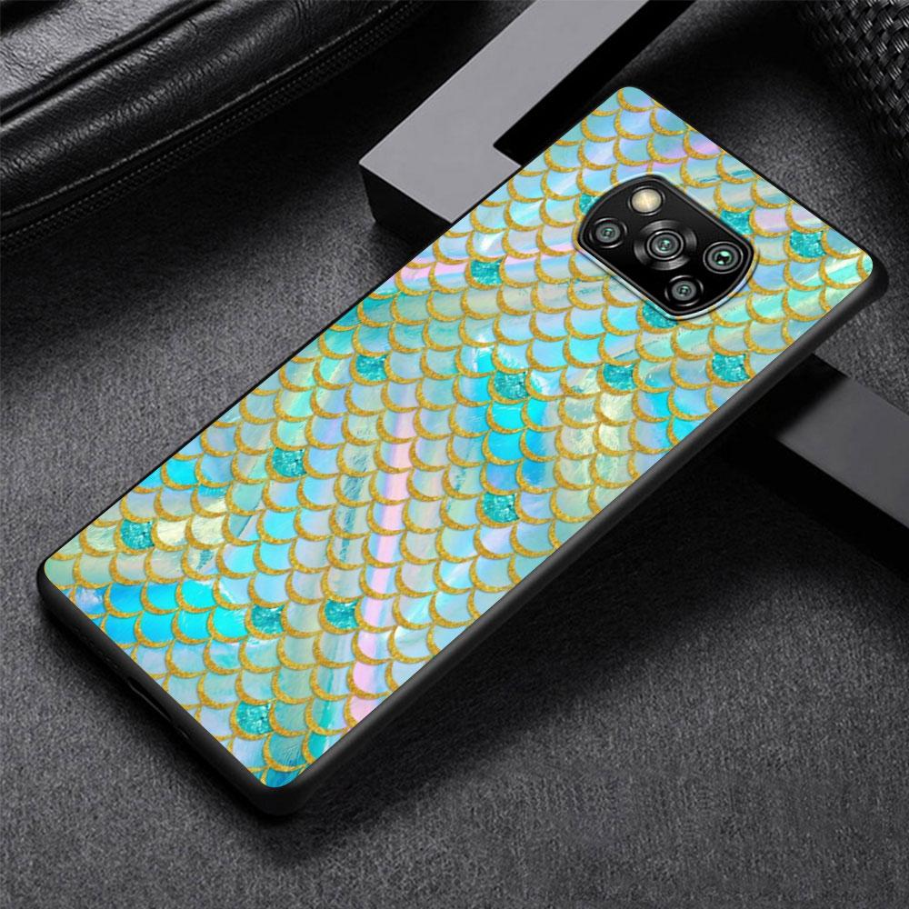 Mermaid Cool Case for Xiaomi Poco X3 NFC X5 F4 F3 M4 Pro X4 GT M5s M5 Pocophone F1 M3 Black TPU Phone Cover Shell