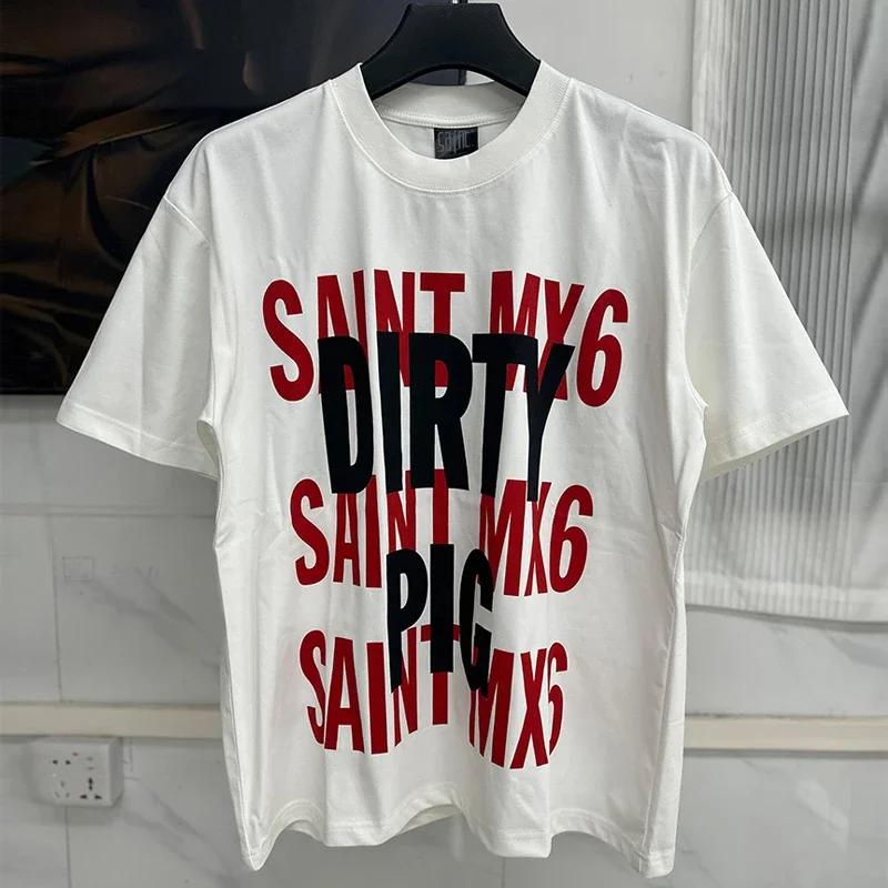 Unisex Unisex Couple Classic Green Box Logo Print Saint Tshirt Top Quality Cotton Oversized Tee Tops Vintage Washed Black T Shirt