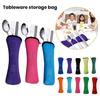 Cutlery Storage Bag Tableware Cloth Bags Zipper Design Portable Washable Storage Pouch for Fork Spoon Chopsticks Office Car Camping