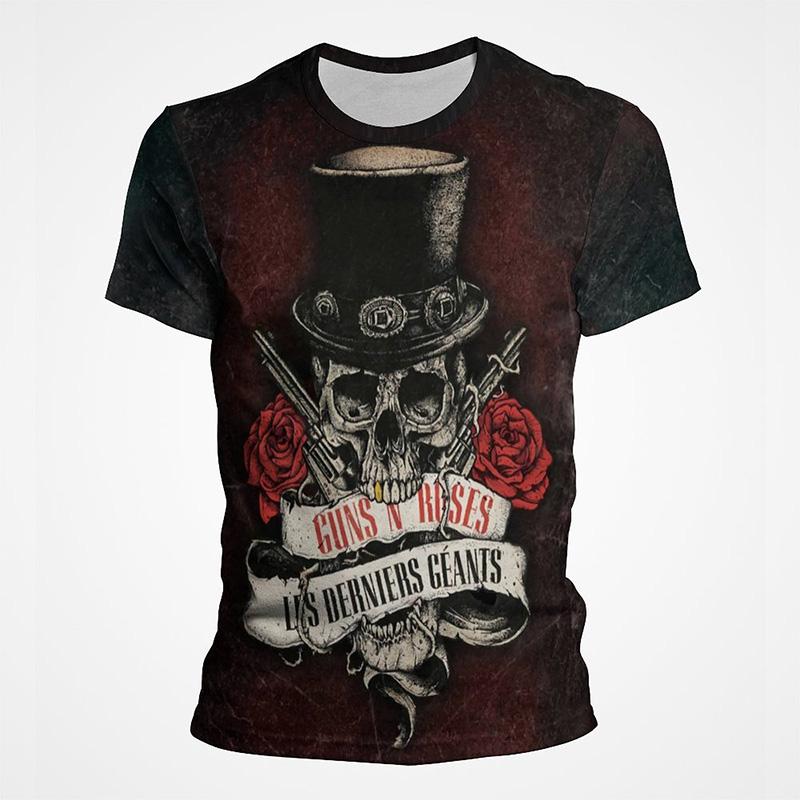 Футболка Guns N Roses с черепом для мужчин и женщин, футболки в стиле хип-хоп, панк, хард-рок, уличная одежда, летние популярные винтажные повседневные футболки с короткими рукавами