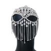 Women Face Cover Exaggerated Adjustable Open Design Tassel Sparkling Decorative Gift Full Rhinestones Masquerade