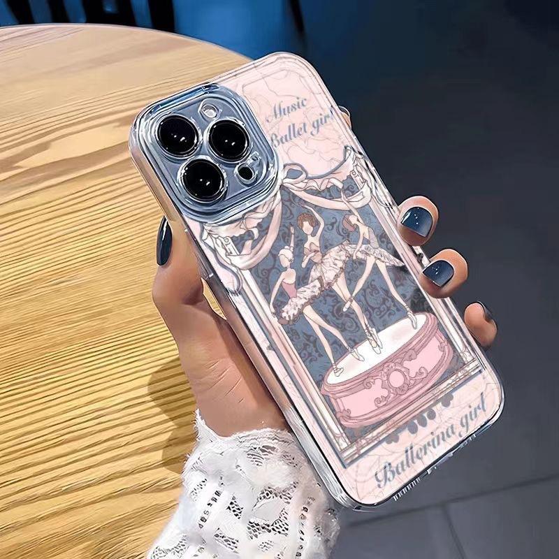 Transparent Phone Case 15 for IPhone 14 Ballet Music Box Protective Case 13 for Apple 11 Space Soft Case Anti Drop