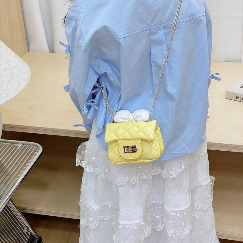 Solid Bow Color Unisex Crossbody Bag Butterfly Decoration Breathable Kids Fabric