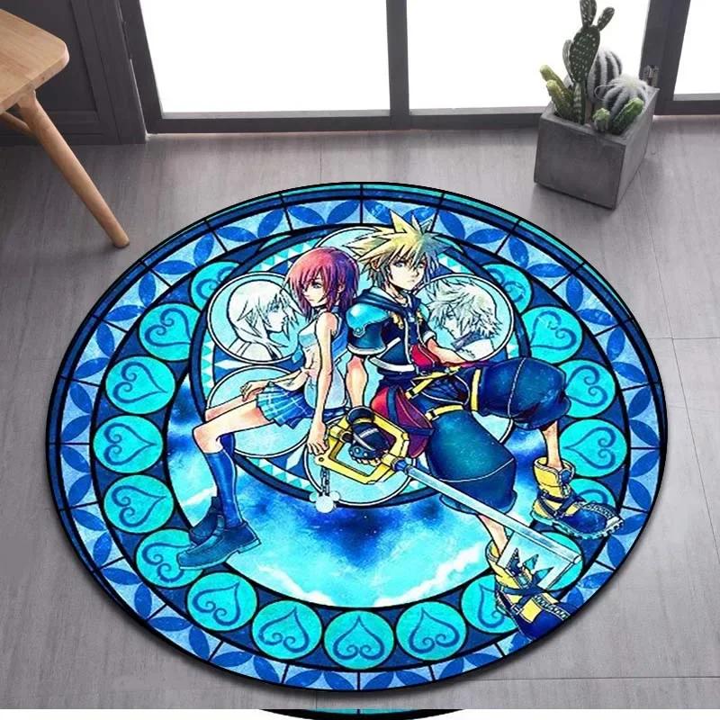 Kingdom Hearts Узор из мультфильма Ковер для пола Круглый коврик Ковер для гостиной Коврик для ванной и кухни Придверный коврик Нескользящий коврик для пола