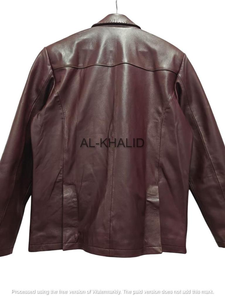 AL KHALID Real Soft Men Brown Leather Blazer Pure Lambskin Soft TWO BUTTON Coat