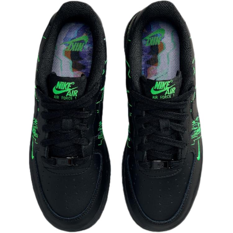 Nike Air Force 1 Low GS Matrix Kids Sneakers Black Green-Strike Vivid-Purple HV4763-001
