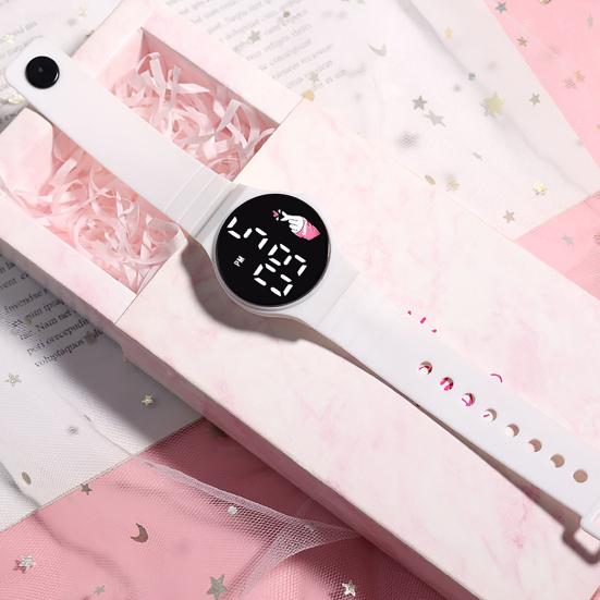 Электронные часы со светодиодным дисплеем и сенсорным экраном, мягкий ремешок, круглый срок службы, водонепроницаемые, сплошной цвет, цифровые часы для детей и студентов, повседневная одежда