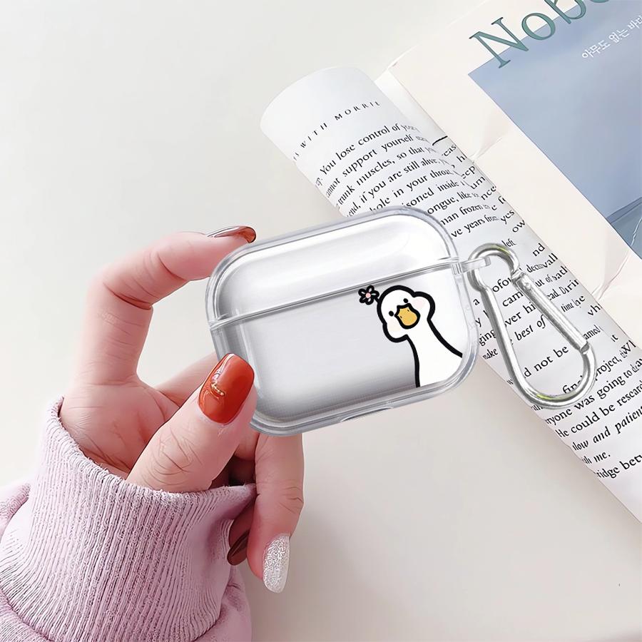 Cute DUCK Case For Airpods 2 1 Pro2 4 Pro Pro3 3 Clear Earphone Cases Cover
