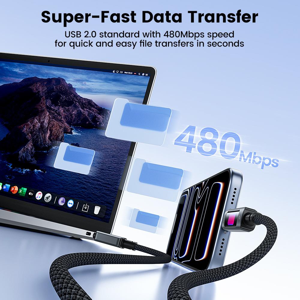 TOOCKI TX112C2 1м PD 100Вт USB-C на USB-C Кабель для быстрой зарядки Встроенный чип E-Marker 480 Мбит/с Кабель для передачи данных