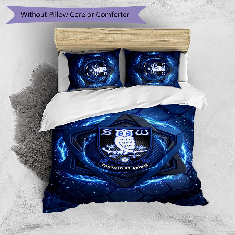 Sheffield Wednesday Football Printed 3 Pieces Bedding Set, Comfortable Skin Friendly Bedroom Duvet Cover Set