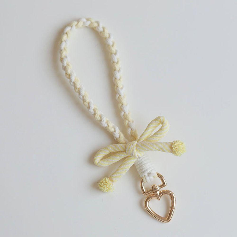 Bag Charms Heart Mobile Phone Chain Anti-lost Weaving Phone Wrist Strap DIY Decor