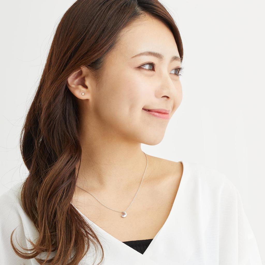 Ожерелье в виде полумесяца с натуральным бриллиантом x бриллиантом, рожденным в апреле, серебряный коричневый плюшевый мишка [Sears] для женщин e-1625-tdt-01-b04