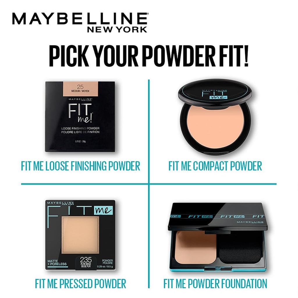 Maybelline New York Fit Me Pressed Powder Foundation Compact Matte Finish Long Lasting Oil Control 8.5g 110 Porcelain