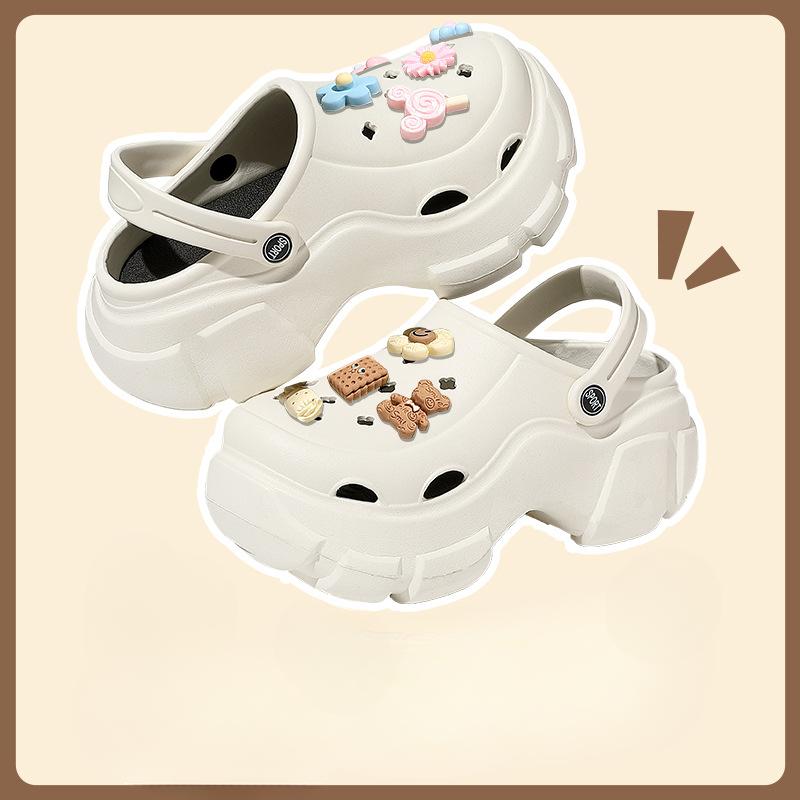 Женские шлепанцы, пляжные сандалии на платформе, сабо «сделай сам», милые мультяшные сабо, тапочки, женская садовая обувь из ЭВА с отверстиями в форме пещеры