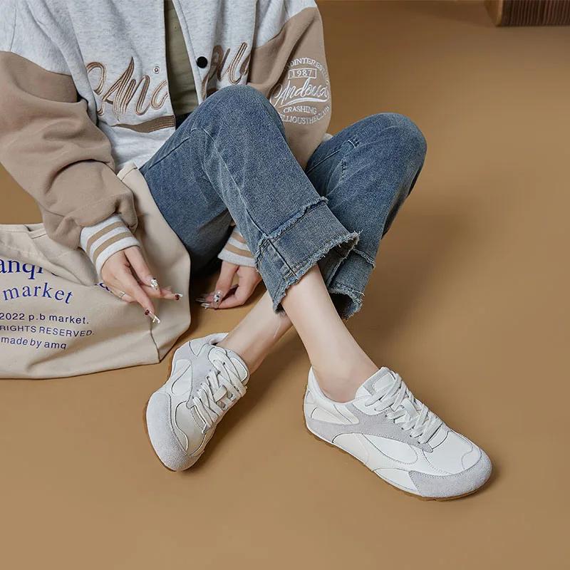 Мода Мода Смешанные Цвета На Шнуровке Бренд Плоские Кроссовки Женские Удобные Нескользящие Беговые Туфли Дерби Большой Размер Повседневные Слипоны