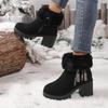 Fluffy Fur High Heel Ankle Boots with Platform Women 2025 Winter Thick Bottom Furry Snow Boots Warm Short Plush Woman's Shoes