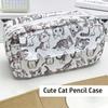 Многофункциональная сумка для ручек Милый кот Сумка для хранения канцелярских принадлежностей Портативный пенал для подарка студенту