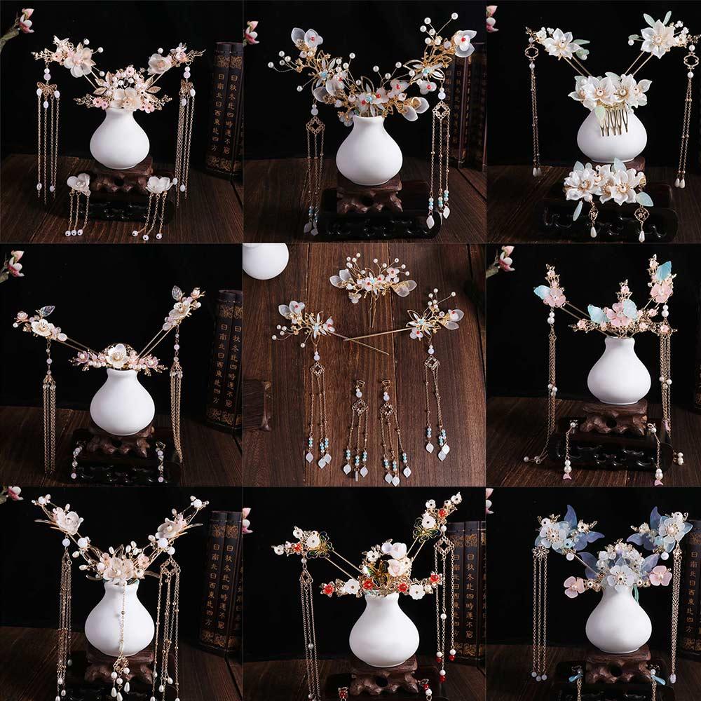 Цинк цинковый сплав свадебный головной убор пластиковые серьги шпилька набор цветок свадебное платье аксессуары для волос женщины
