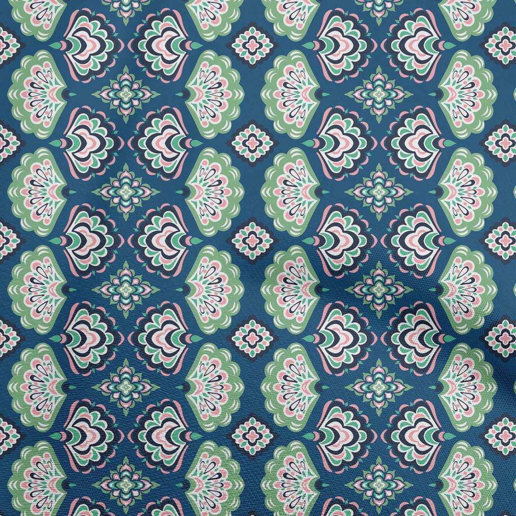 oneOone Cotton Flex Dark Green Fabric Asian Block Sewing Material Print Fabric By The Yard 40 Inch