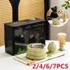 2/4//7PCS Japanese Matcha Set Handmade Home Easy Clean Bowl Bamboo Whisk Teaspoon Tea Sets Tea Making Tools Accessories Ceremony