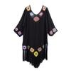 Bikini Cover Up Hollow Out Crochet Patchwork Loose-fitting Sun Protection Swimwear Tunic