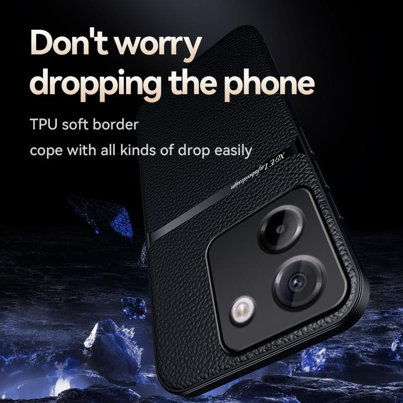 Для POCO M7 Pro текстура кожи, встроенный магнитный ТПУ мягкий противоударный чехол для телефона с защитой от отпечатков пальцев