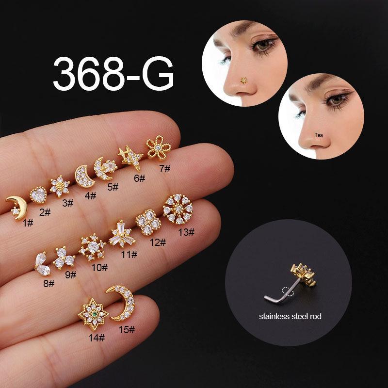 Creative 20GL Stainless Steel Nose Stud with Micro-Inlaid Zircon - Stylish Body Piercing Jewelry
