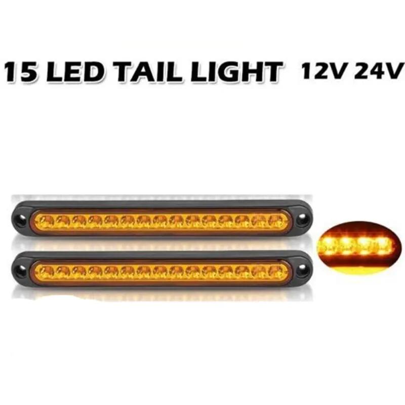 Auto Turn Signal Stop Warning Lamp High Mount 15LED Car Light Bar 12V Red Third Brake Light Rear Light Signal Side Marker