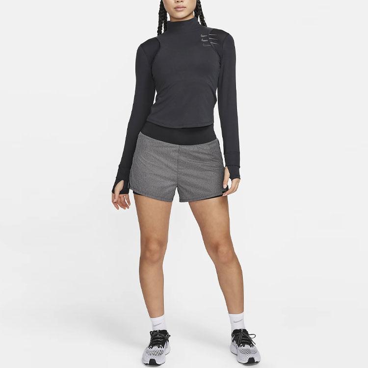 Nike Женская дышащая облегающая футболка с длинным рукавом и логотипом для бега, топ, черный FB7808-010