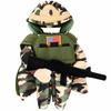 Dog Military Costume Cute Camouflage Soldier Pet Outfit with Tactical Vest Hat and Plush Prop for Puppy Party