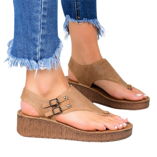Женские сандалии, обувь на танкетке для женщин, сандалии на высоком каблуке, летняя обувь, женские сандалии на платформе, большие размеры