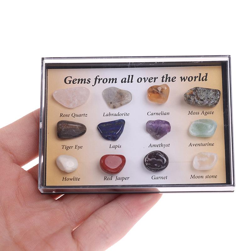 12Pcs/Box Chakra Stones Natural Stone Reiki Healing Gemstones Agate