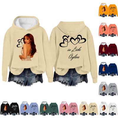 Женская модная повседневная толстовка с длинным рукавом, свободная, с принтом, спортивная, с длинным рукавом, с капюшоном