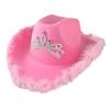 Pink Cowboy Hat Felt Cowboy Hat with Neck Draw String Cosplay Party Costume Accessories Play Dress