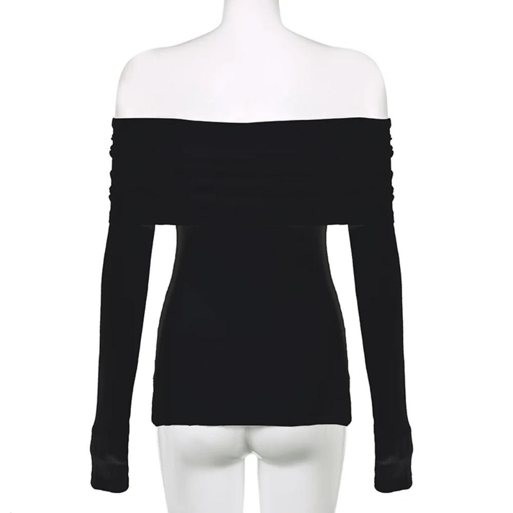 Прозрачная темная футболка с принтом Повседневная футболка с разрезом по горловине и длинным рукавом Женская мода Уличная одежда для женщин