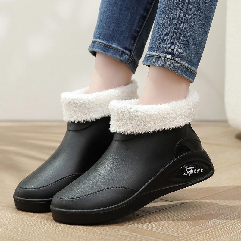 Fashion Women Fashion All-match Rubber Boots New Low Top Rain Shoes Soft Bottom Non Slip Detachable Waterproof Garden Shoes Size 36-40