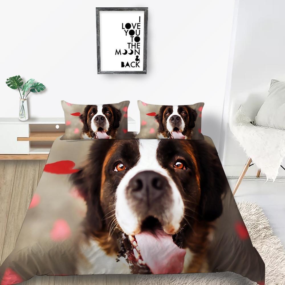 Новый модный комплект пододеяльников в стиле животных, комплект постельного белья с 3D-принтом с изображением собак, комплект постельного белья из полиэстера для дома, комплект односпальной кровати для мальчиков и девочек, подарок