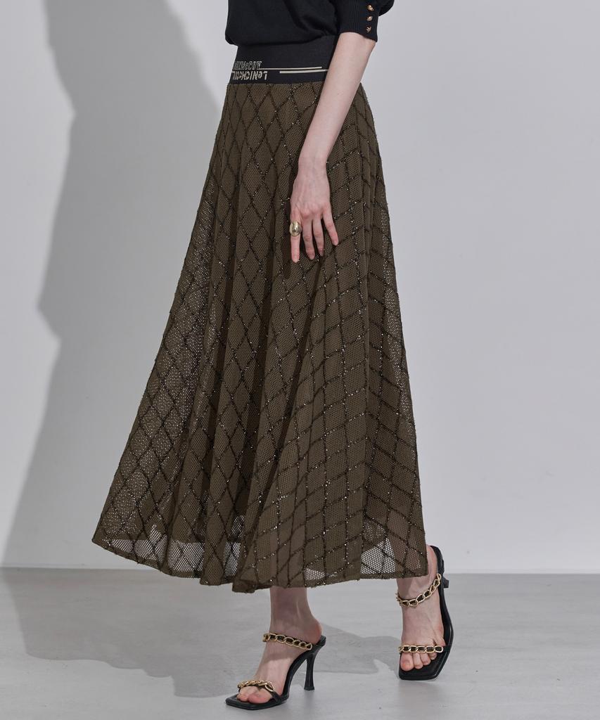 Leni And Mccoy Banded Glitter Pattern Flare Skirt Mm10Sk072Fcy