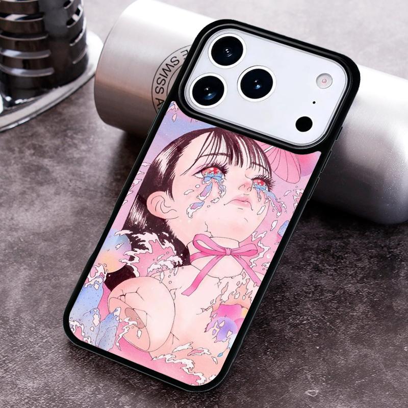 Cartoon Girl illustration Phone Case For iPhone 17 16 15 14 13 12 11 Pro Max Plus 17Air Soft Silicone Cover