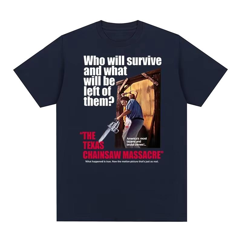 2026 New The Texas Chainsaw Massacre Vintage Horror Movie Poster‑Style Graphic‑Print Unisex 100%‑Cotton Crew‑Neck Short‑Sleeve T-shirt