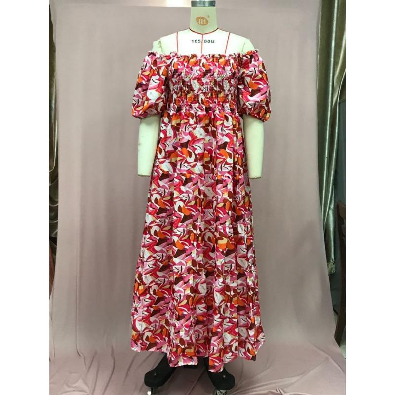 Women's Summer Printed One Shoulder Holiday Sexy Loose Dresses