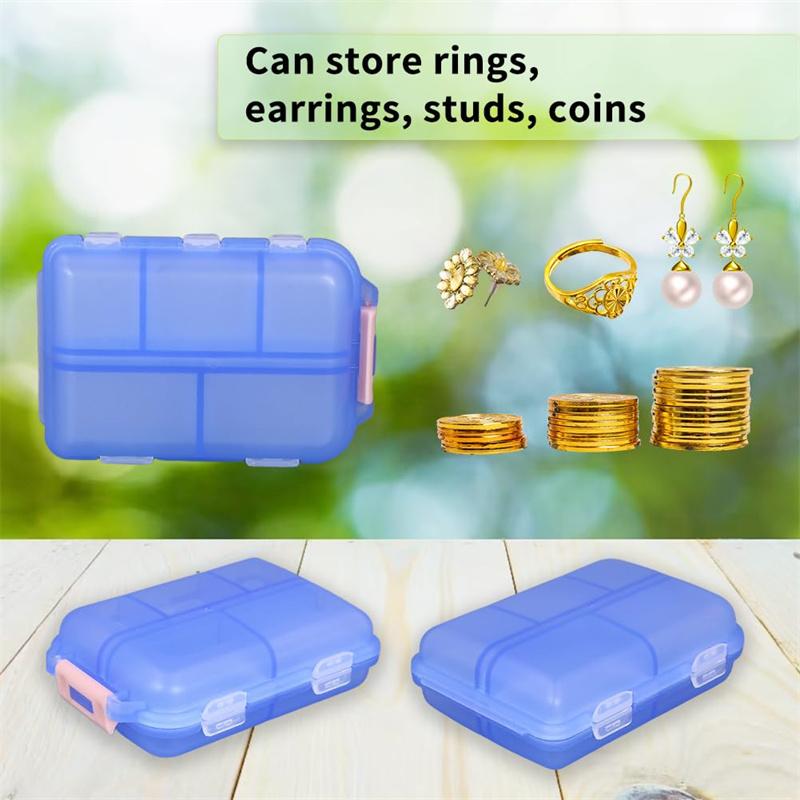 Weekly Travel Small Box Portable Pocket Tablet Organizer Plastic Container Boxs 10-compartment Storage Case