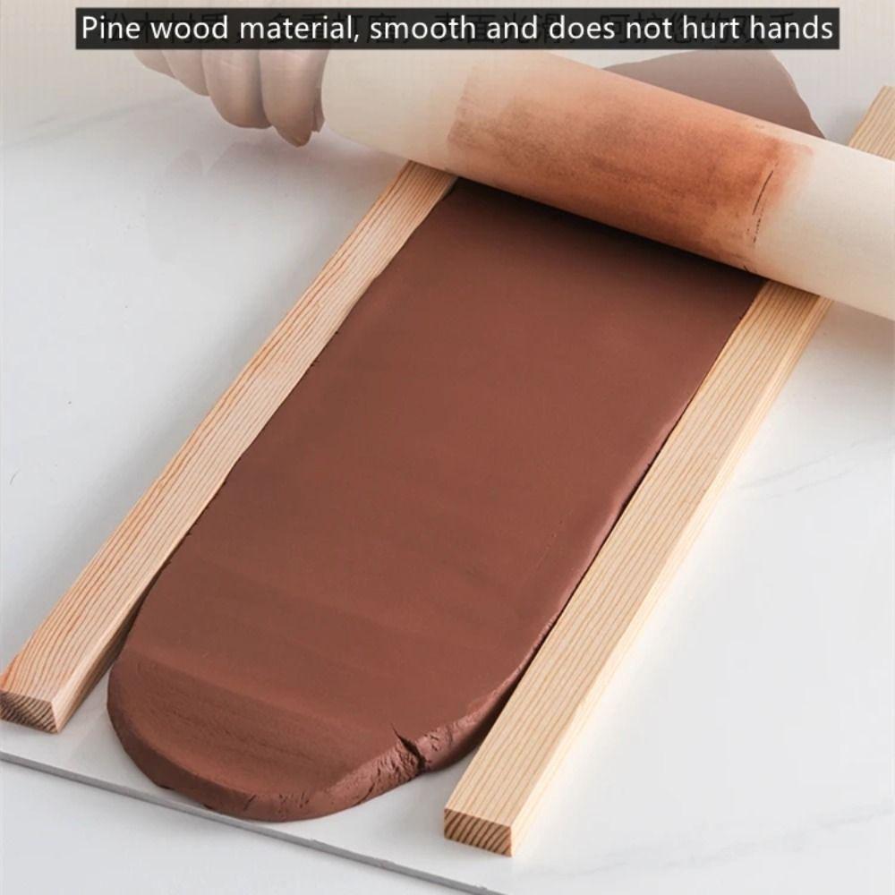 2pcs Multi Size Mud Roller Guide Pine Polymer Clay Guide Handmade Wooden Strip  Pottery Making