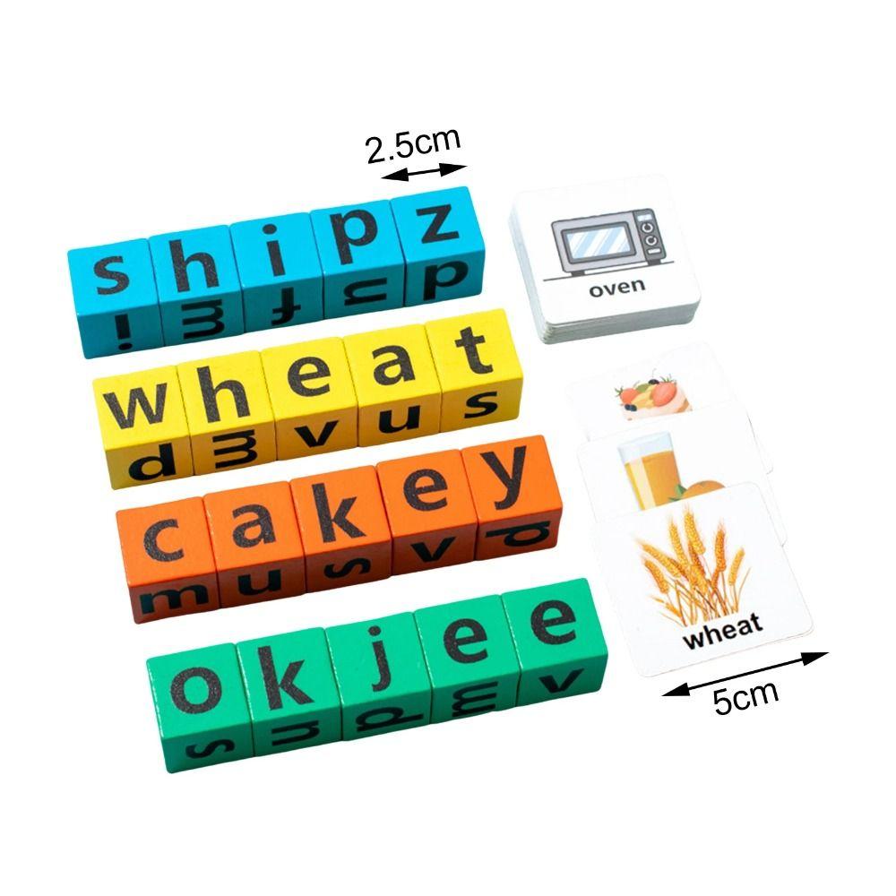 English Card English Word Spelling Toy Wooden Multi Letter Spelling Block Kindergarten