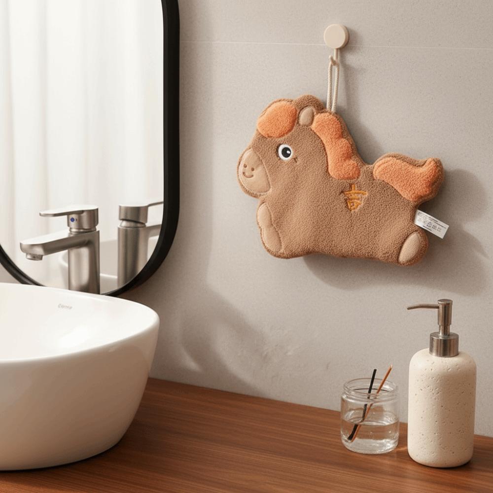 Hanging Lucky Horse Hand Towel Thickened Absorbent Towel Festive Hand-Wiping Towel  New Year