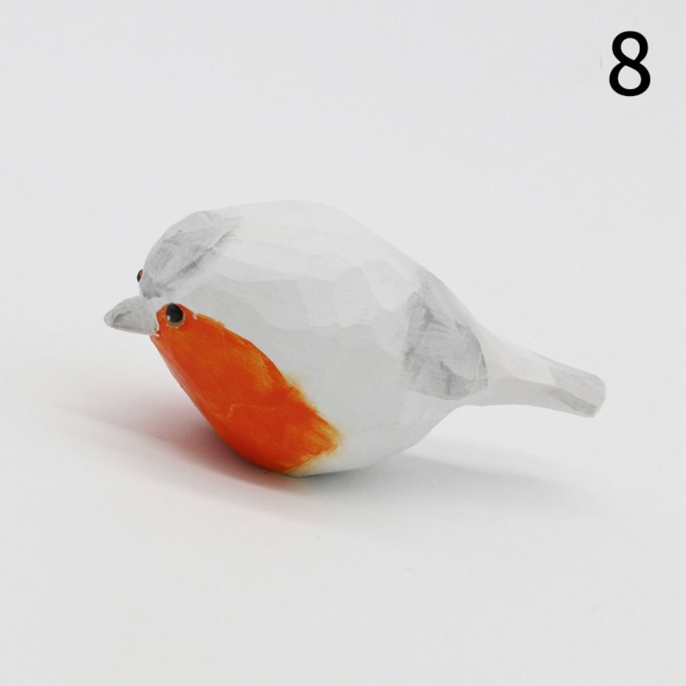 Handmade Small Bird Ornament Cute Wooden Bird Figurine Creative Wood Carving Bird Children's Toys