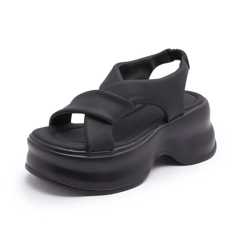 Fashion 8CM Summer Platform Women Sandals Fashion Open Toe Thick Sole Flats Shoes Ladies Elegant Gladiator Sandalias Ventilate