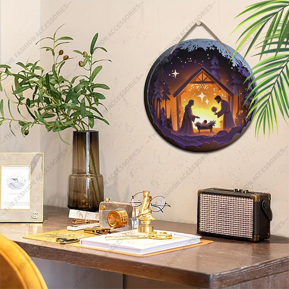 Holy Night Nativity Scene Pendant, Decoration of Home Walls or Doors, 2d Flat Wooden, Christmas Decoration, Gifts for Friends and Family