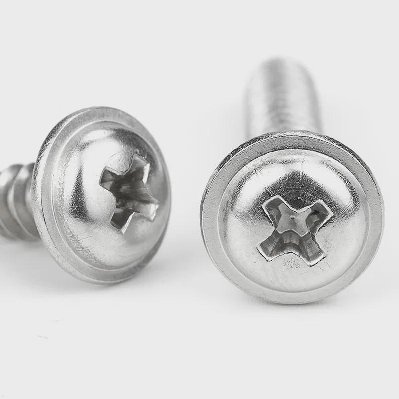 Никелированные саморезы с полукруглой головкой PWA с шайбами и вставками