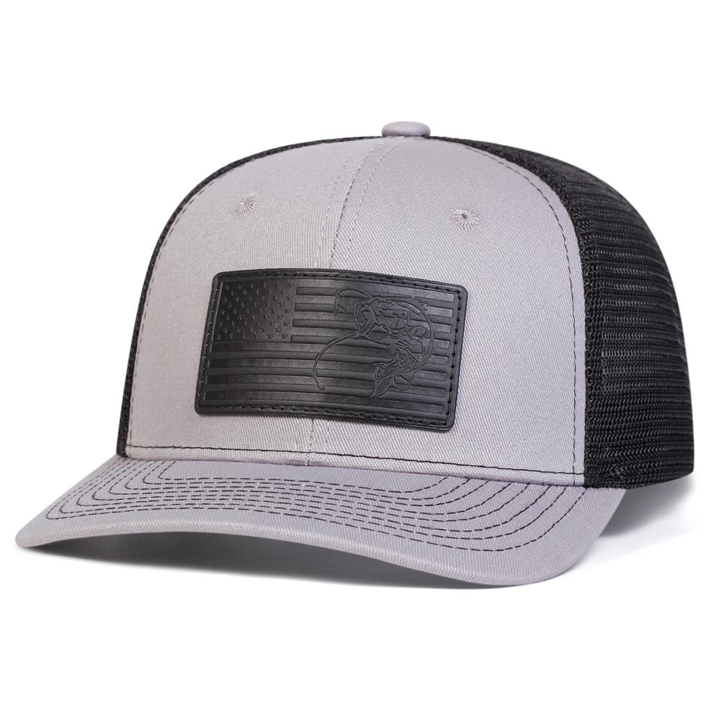 Бейсболка унисекс с микроизогнутой черной пузырчатой рыбкой и американским флагом, кожаная этикетка, регулируемая сетка, солнцезащитные кепки, весна-лето, для спорта на открытом воздухе, для путешествий